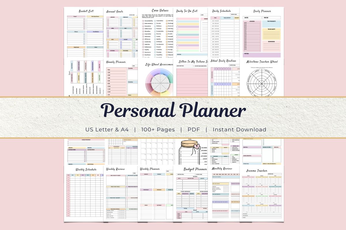 Personal Planner Bundle 100+ Pages PDF