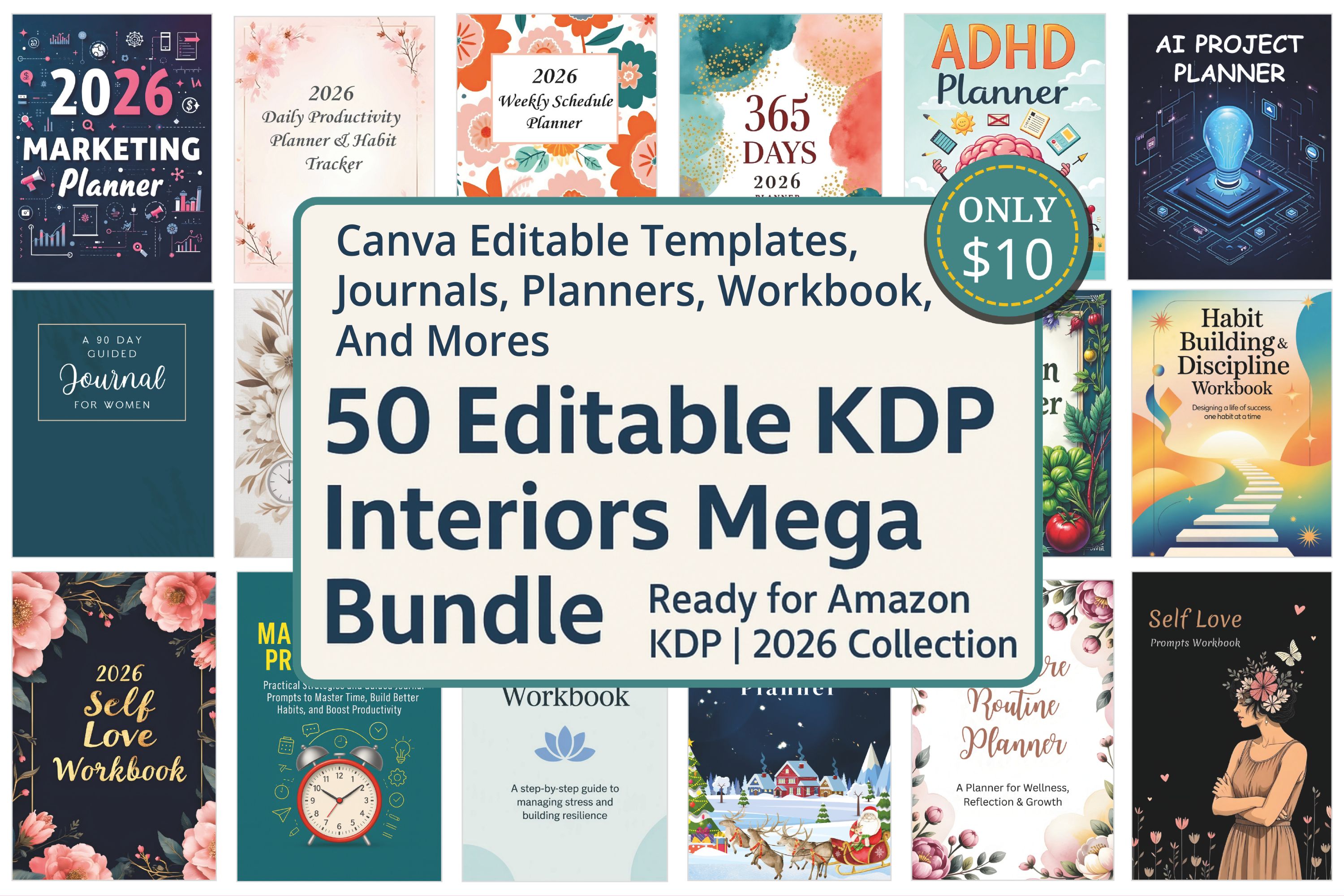 50 Editable KDP Interiors Mega Bundle