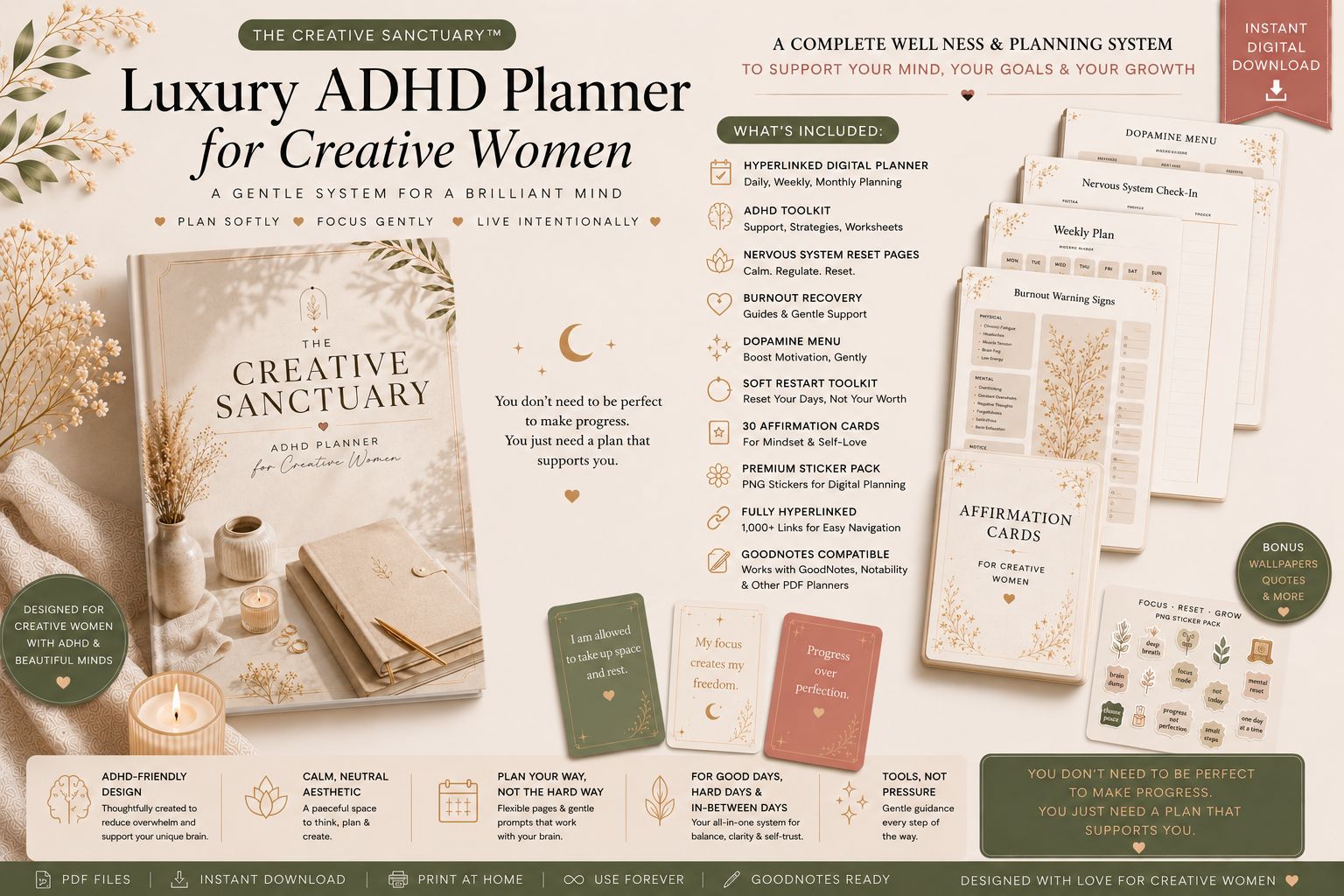 Luxury ADHD Wellness Planner Bundle