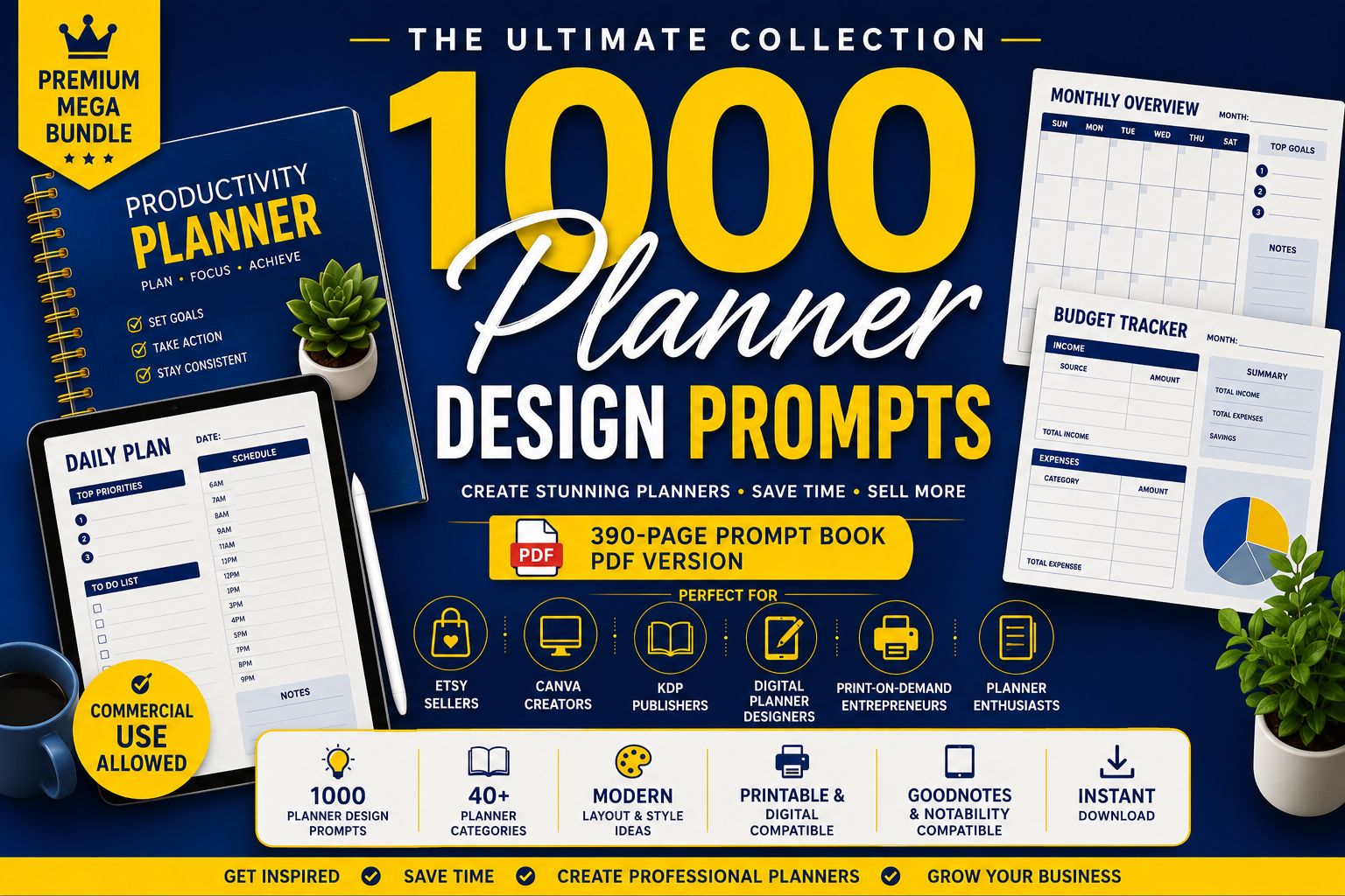1000 Planner Design Prompts Bundle | AI