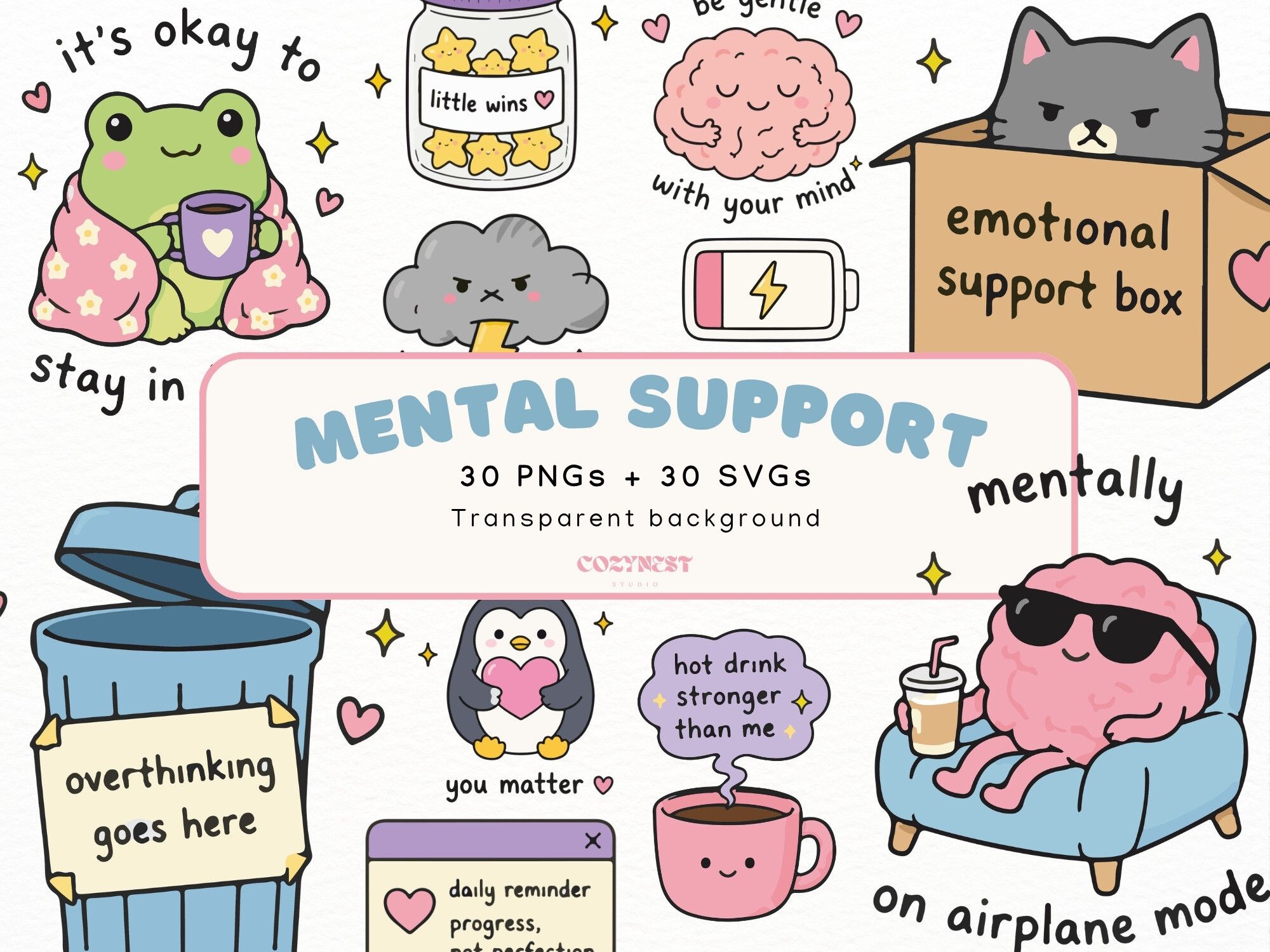 Mental Health Sticker Cliparts, Support
